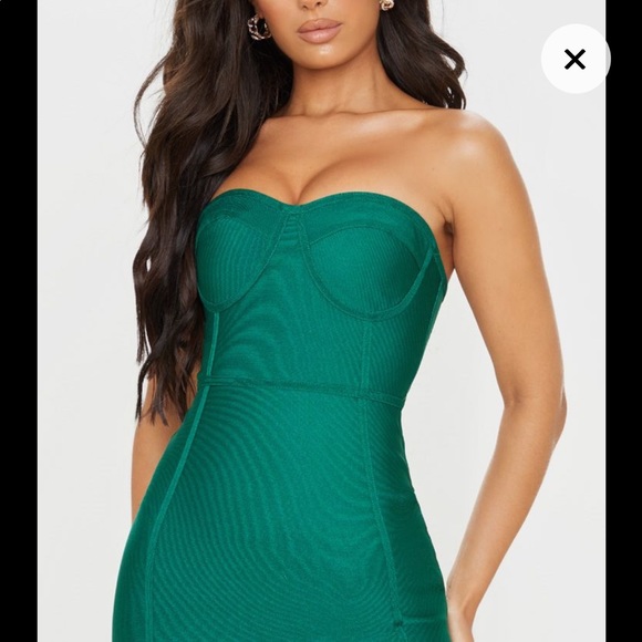 PrettyLittleThing | Dresses | Pretty Little Thing Emerald Green Bandage  Dress | Poshmark